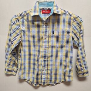 IZOD Boys Size 7 Button Down Multicolor Plaid Button Down Shirt Academia Preppy